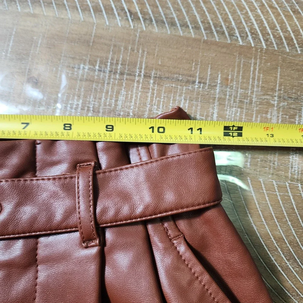 Abercrombie & Fitch Cognac Faux Leather Paperbag Waist Pants‎ XS Brown Straight